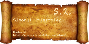 Simonyi Krisztofer névjegykártya